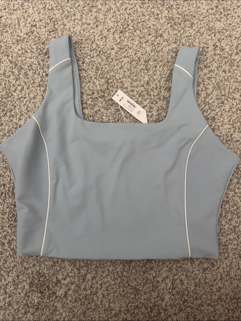 Travis Mathew Light Blue Crop Tank with White Piping NEW